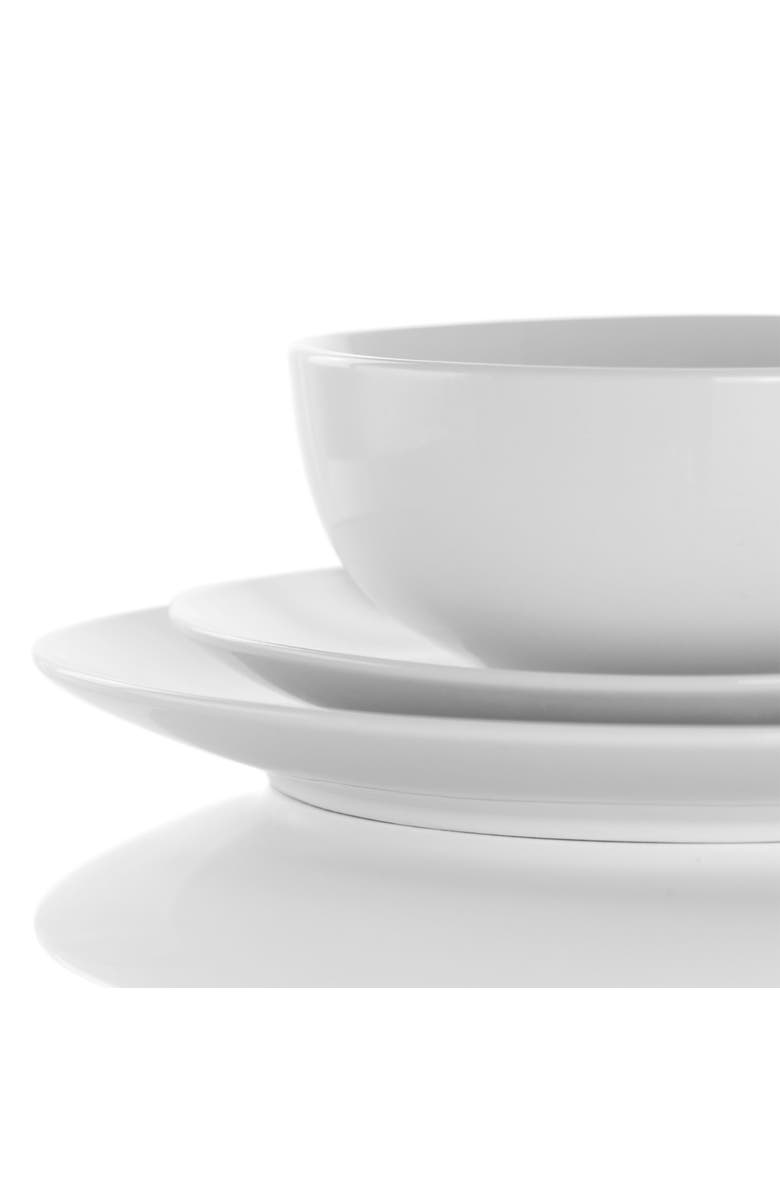 Elama Luna 18 Piece Porcelain Dinnerware Set, Alternate, color, White