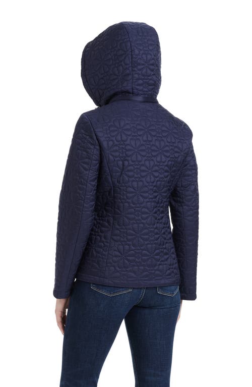 Shop Kate Spade New York Spade Floral Quilted Jacket In Planetary Navy