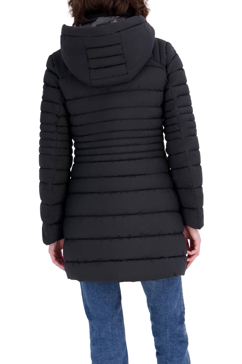 Stretch Puffer Jacket with Removable Hood, Alternate, color, BLACK