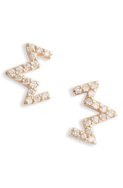 Diamond Zigzag Stud Earrings
