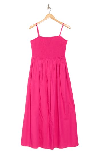 Halogen ® Smocked Cotton Fit & Flare Midi Dress