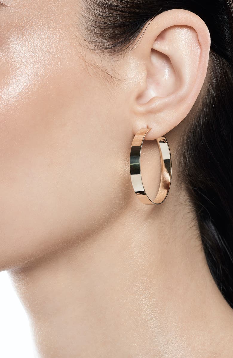 LANA 14K Gold 35mm Flat Vanity Hoops, Alternate, color, Yellow Gold