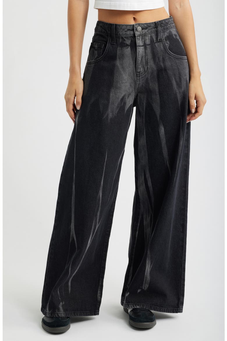 Relaxed Baggy Wide Leg Jeans, Main, color, BLACK