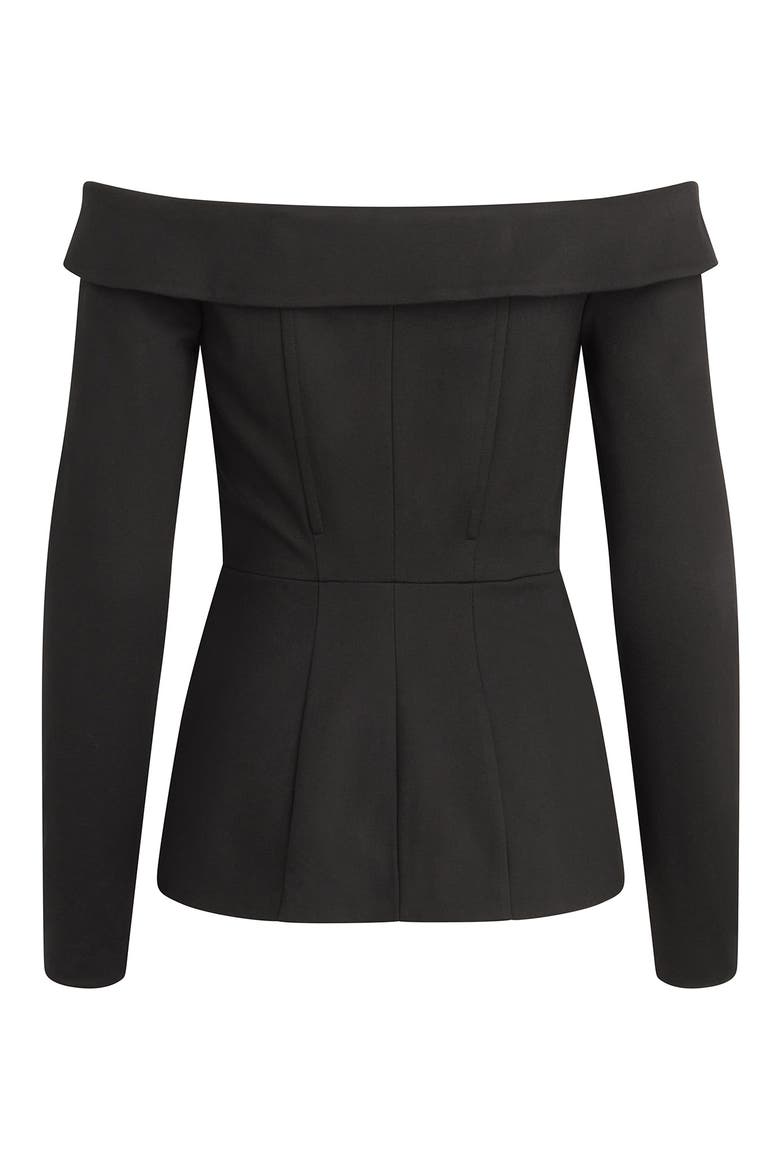 The Irina Off the Shoulder Blazer, Alternate, color, BLACK