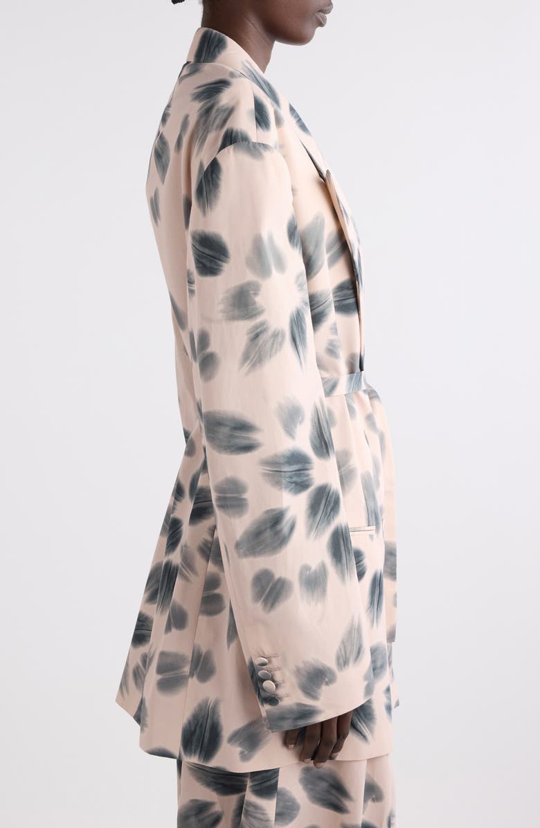 Dries Van Noten Blessy Floral Print Belted Double Breasted Blazer, Alternate, color, Blush