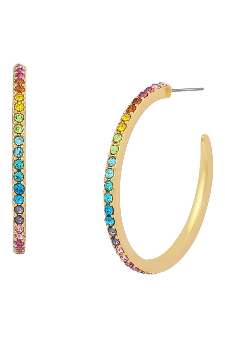 Medium Pavé Hoop Earrings, Main, color, GOLD/ MULTI