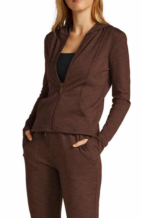 Beyond Yoga Heather Rib Zip-Up Hooded Jacket