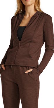 Beyond Yoga Heather Rib Zip-Up Hooded Jacket