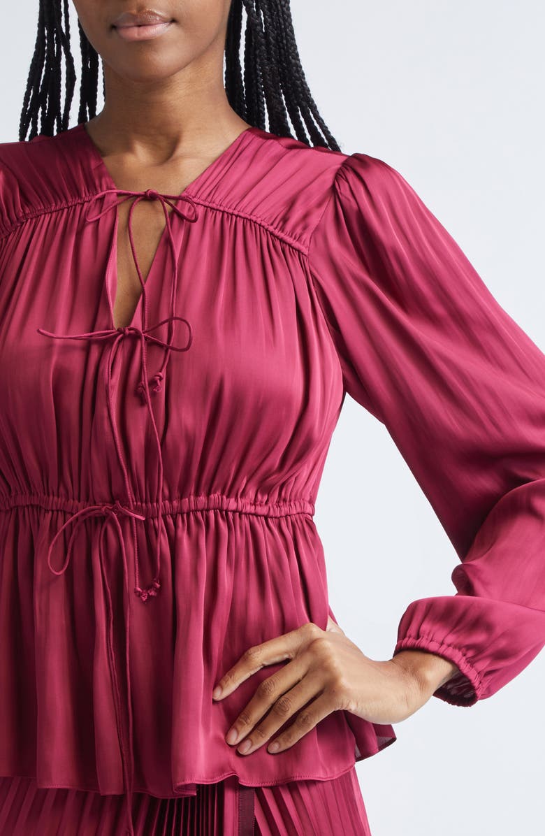 Derek Lam 10 Crosby Esmeralda Tie Front Top, Alternate, color, Carmine