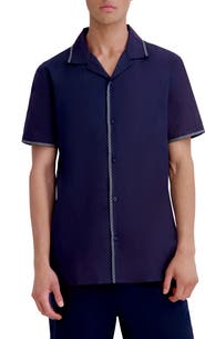 KARL LAGERFELD PARIS Embroidered Cotton Camp Shirt