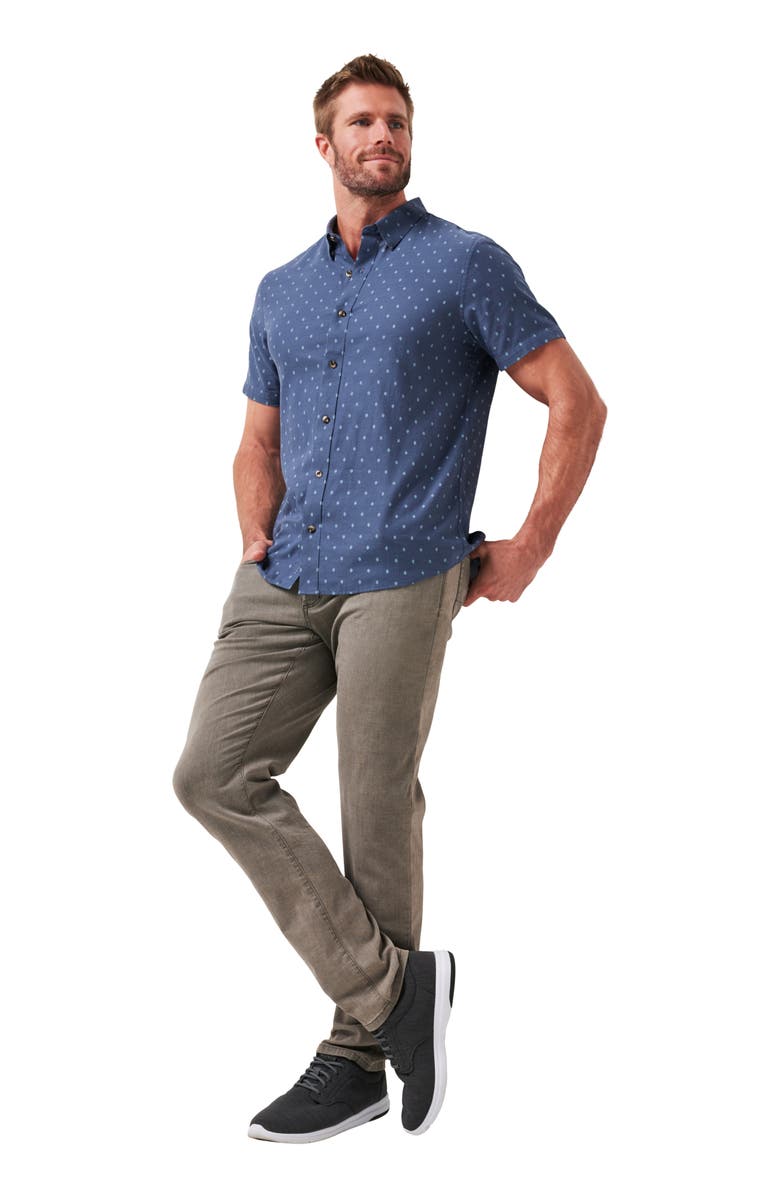 TravisMathew Early Check In Cotton Button-Up Shirt, Alternate, color, Mood Indigo/ Vintage Indigo