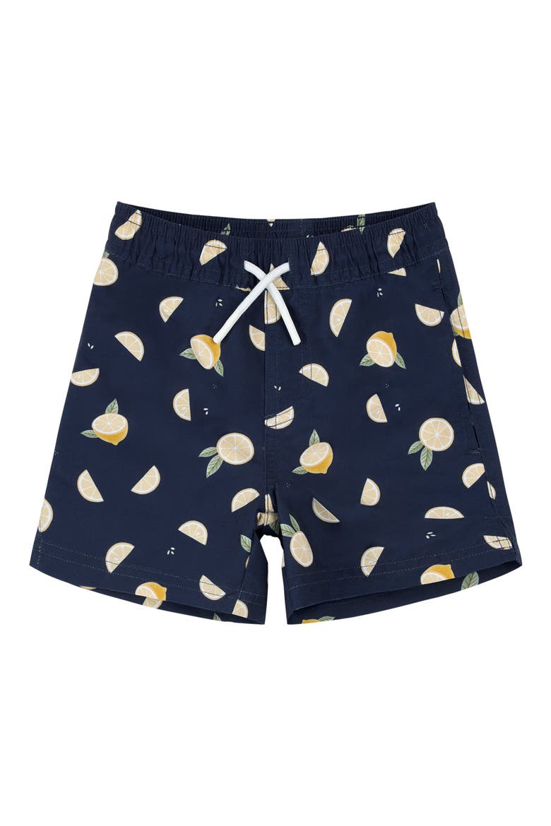 Kids' Lemon Print Swim Trunks, Main, color, NAVY