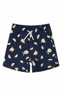 Kids' Lemon Print Swim Trunks