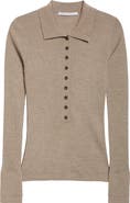 Maria McManus Tiny Button Long Sleeve Merino Wool Polo