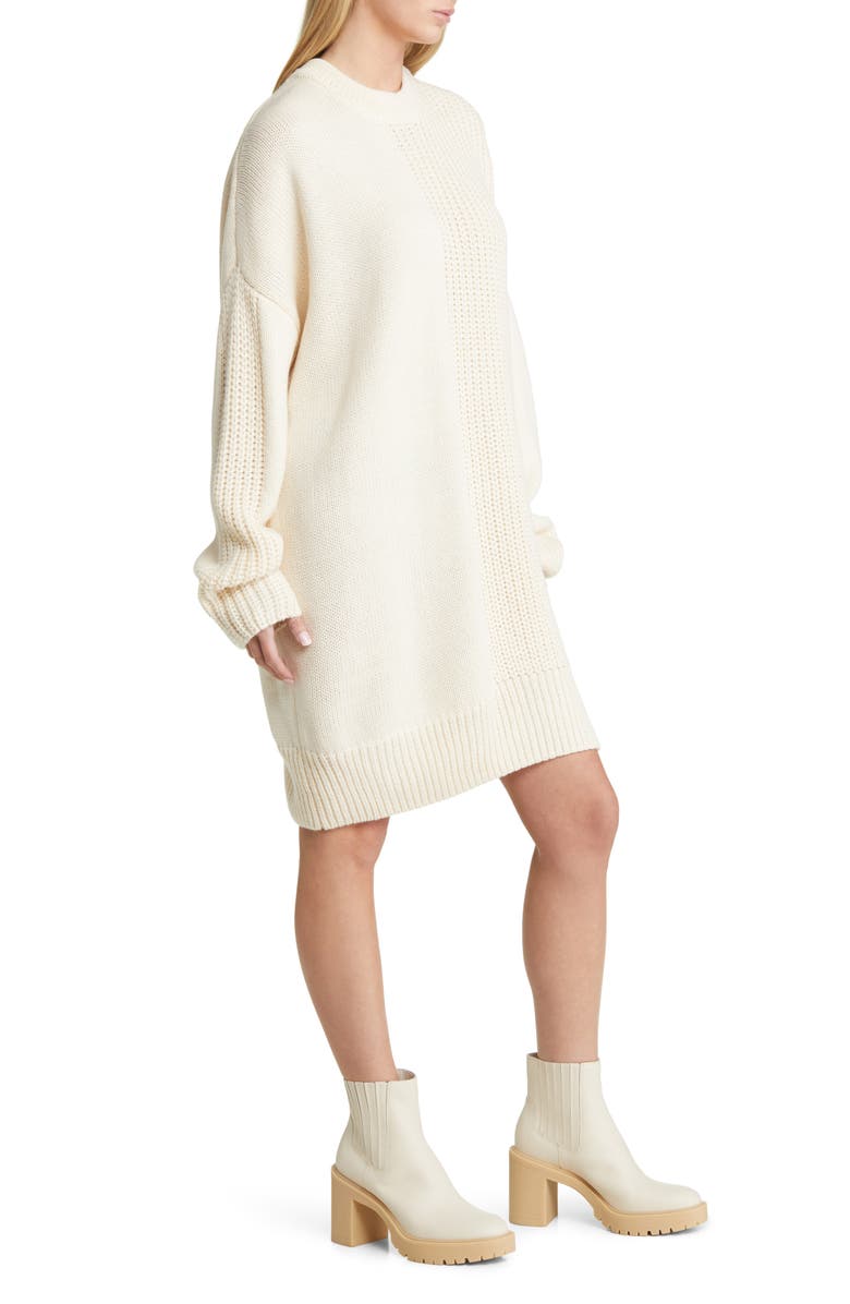 Topshop Long Sleeve Contrast Rib Sweater Dress, Alternate, color,