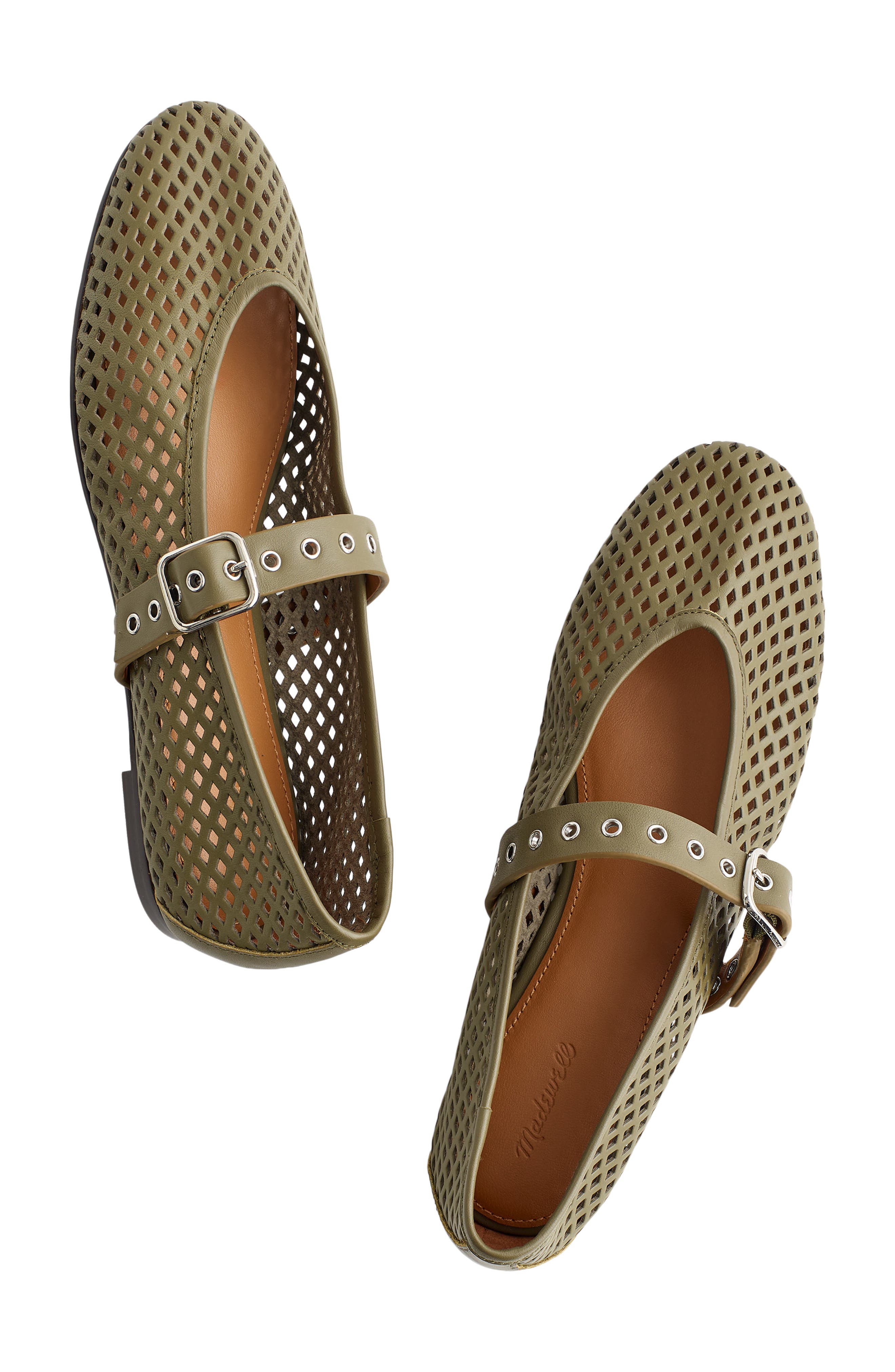 The Remy Perforated Mary Jane Flat, Alternate, color, WORN OLIVE