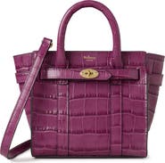 Mulberry Micro Zipped Bayswater Croc Embossed Leather Satchel