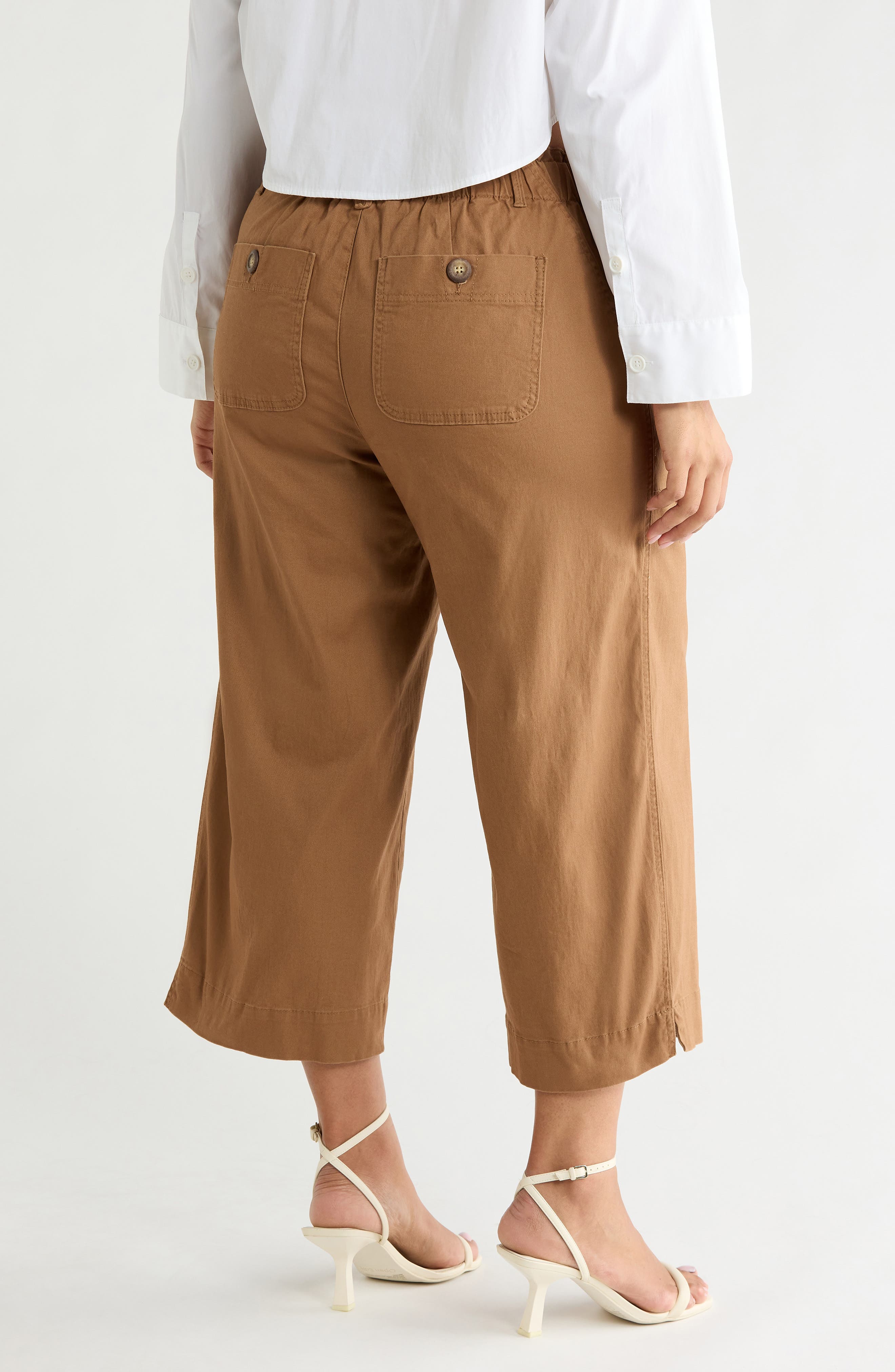 Button Pocket Crop Wide Leg Pants - image 2