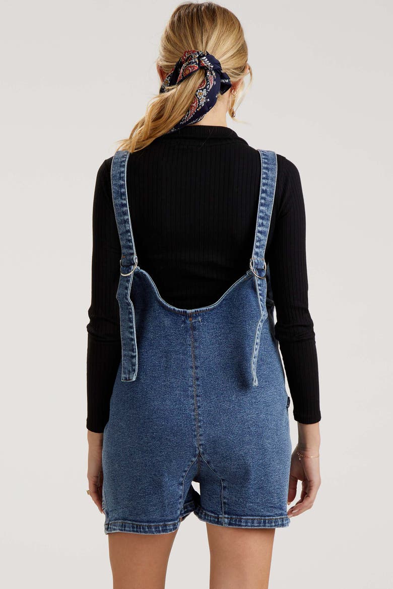 Denim Scoop Neck Short Overall, Alternate, color, Blue