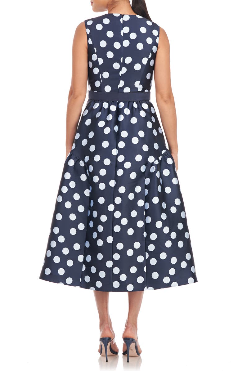 Kay Unger Tinslee Polka Dot Fit & Flare Midi Dress, Alternate, color, 