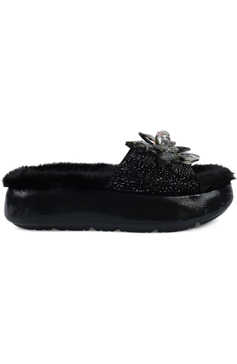 ZIGI Ashey Faux Fur Platform Slide Sandal, Alternate, color, Black
