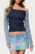 EDIKTED Rion Contrast Stripe Off the Shoulder Top