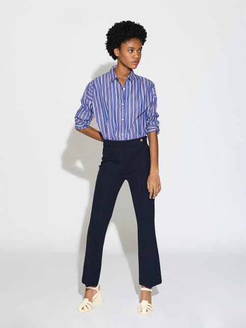 Callas Milano Lola High Density Crepe Stretch Cropped Flare Trouser In Blue