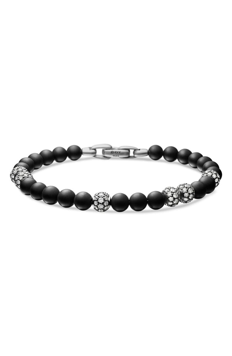 David Yurman Spiritual Beads Bracelet in Sterling Silver with Black Onyx & Pavé Diamonds, Main, color, Sterling Silver