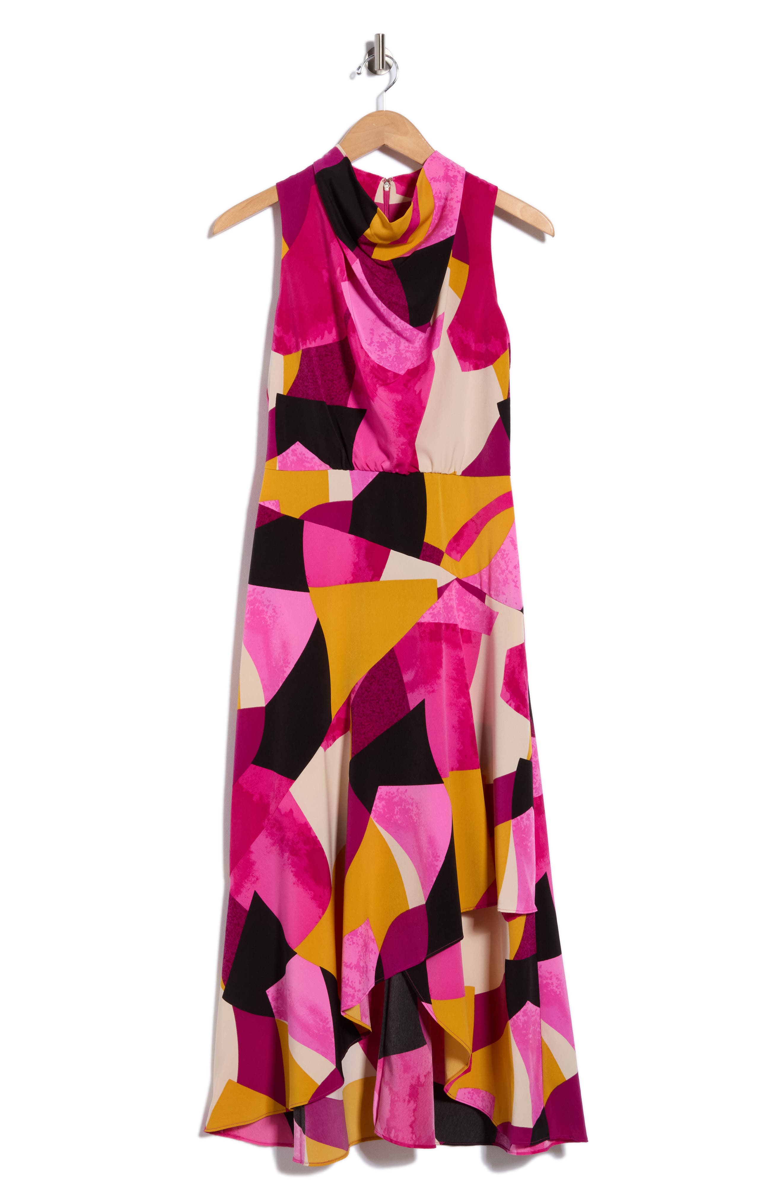 Karl Lagerfeld Paris Geo Print Sleeveless Crepe Midi Dress In French/ Fuchsia Combo