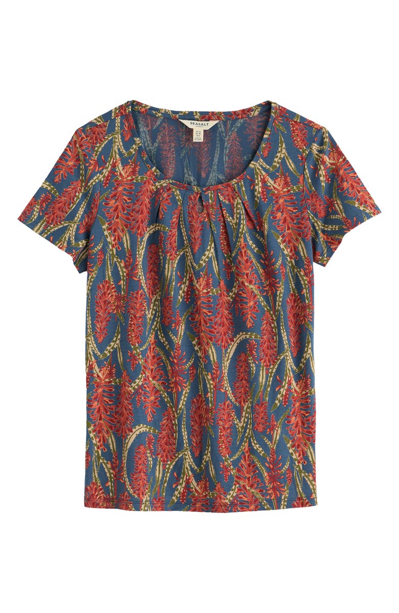 Seasalt Cornwall Appletree Floral Keyhole T-Shirt, Alternate, color, Red Hot Poker Dusk