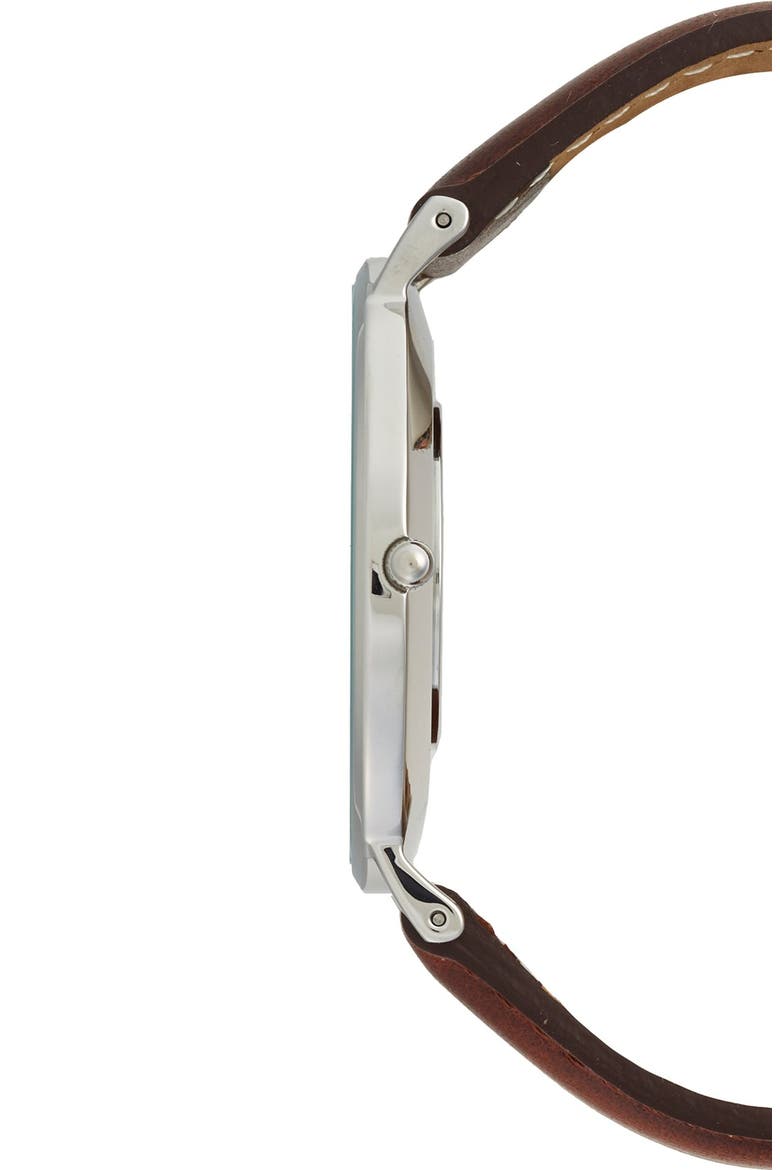 'Classic St. Mawes' Leather Strap Watch, 40mm, Alternate, color, BROWN/ SILVER