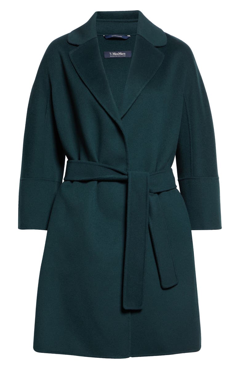 Max Mara Arona Double Face Wool Belted Coat, Alternate, color, Green