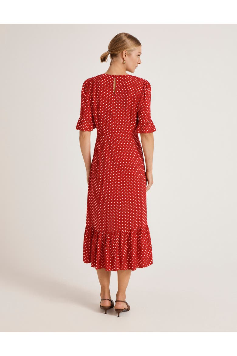 Sylvie Polka Dot Midi Dress, Alternate, color, Red Spot