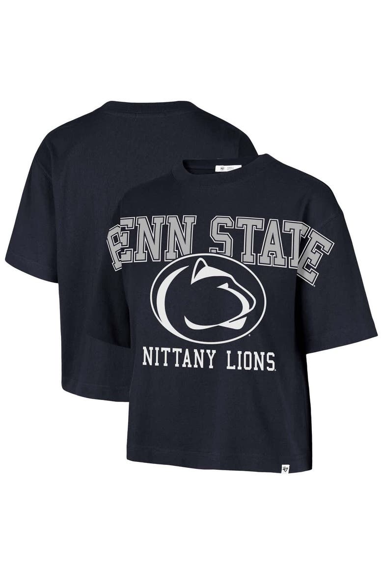 Women's '47 Navy Penn State Nittany Lions Outreach City Relaxed Cropped T-Shirt, Main, color, Navy