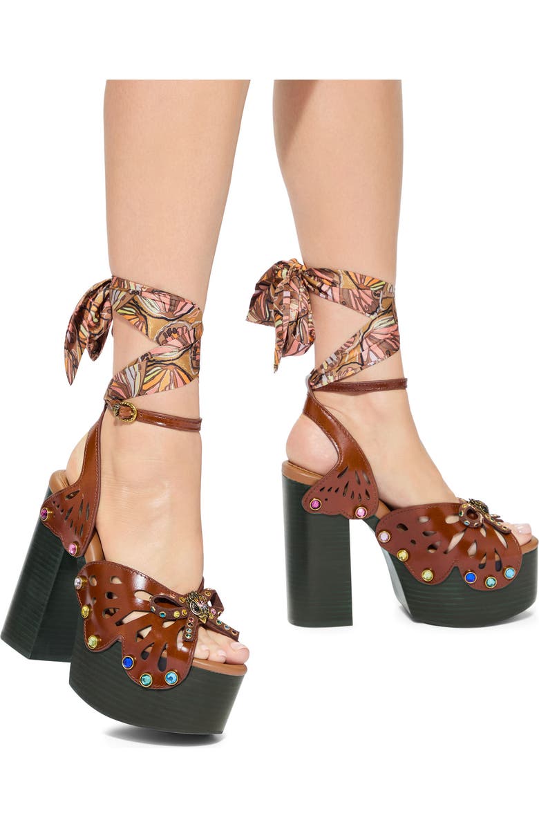Kurt Geiger London Butterfly Platform Ankle Strap Sandal, Alternate, color, Dark Brown