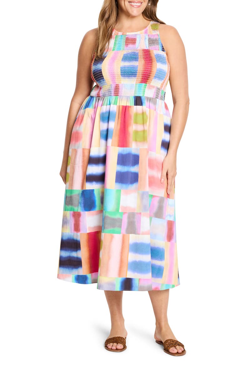 Anna Portofino Print Midi Sundress, Main, color, PINK MULTI