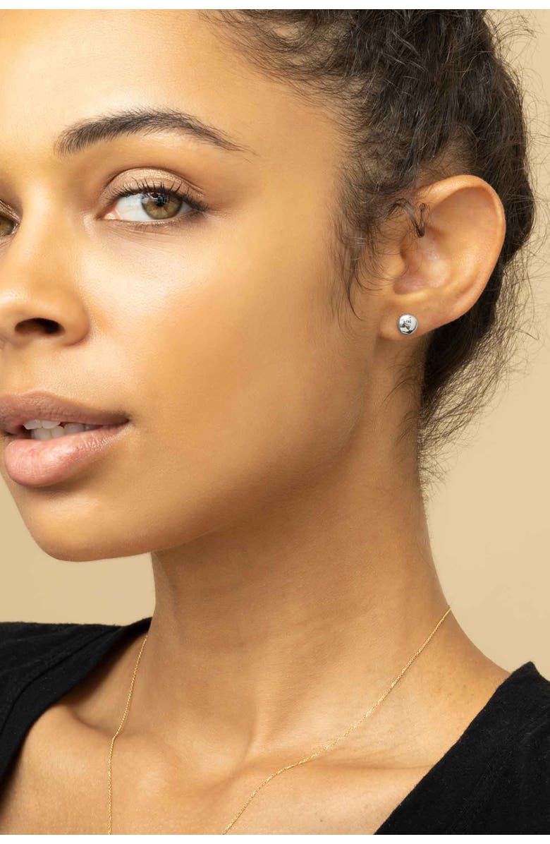 Oradina 14K Gold Buttoned Up Stud Earrings, Alternate, color, White Gold