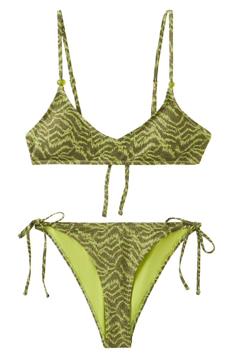 MANGO TEEN Zebra Metallic Two-Piece Swimsuit, Alternate, color, 