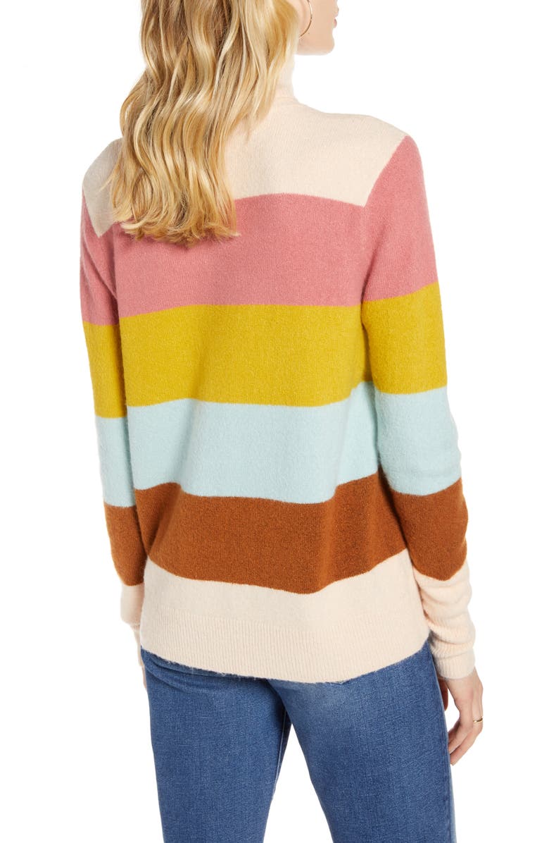 Halogen<sup>®</sup> Turtleneck Sweater, Alternate, color, Pink Multi Stripe