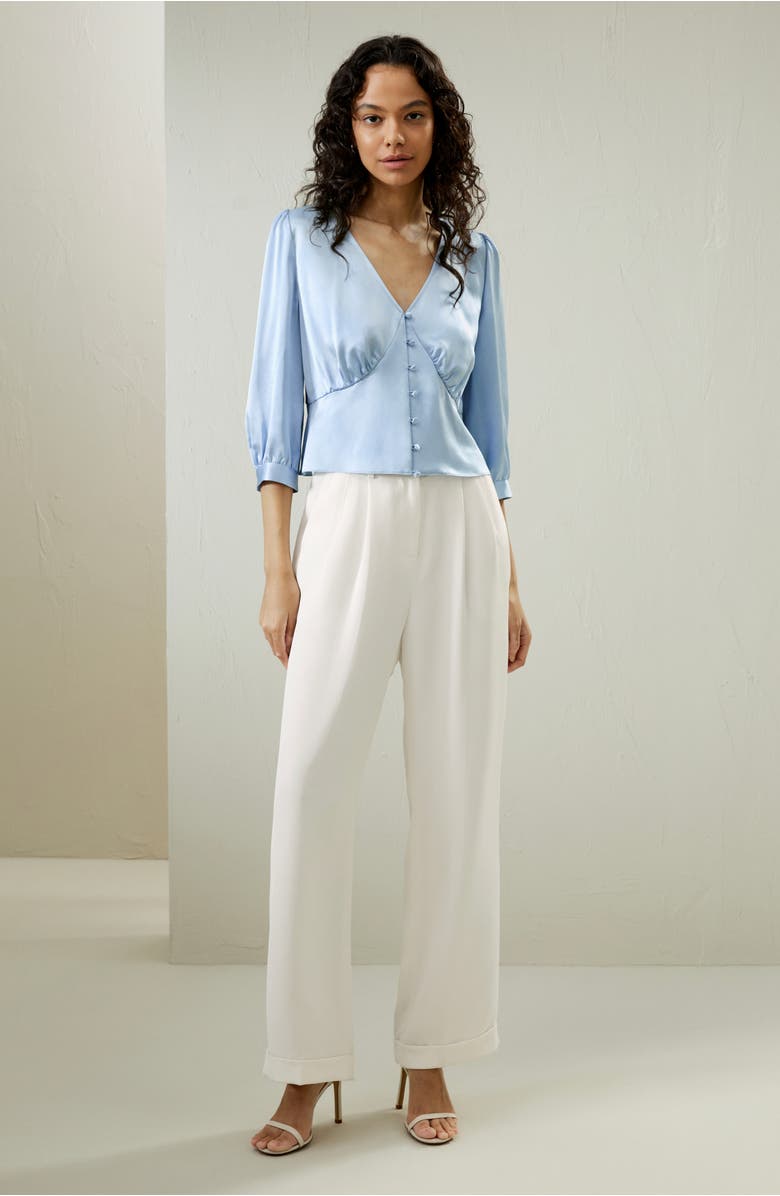 Lilysilk X SONIA Fitted Retro Corset Silk Top, Alternate, color, Blue