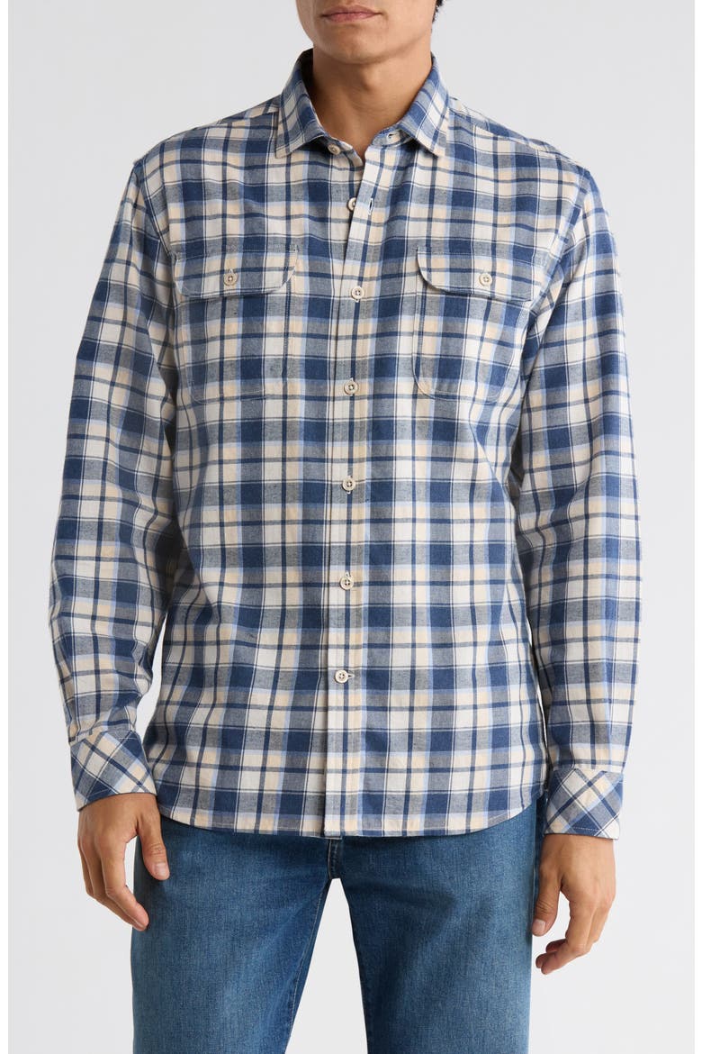 Delmar Plaid Button-Up Shirt, Main, color, BLUE