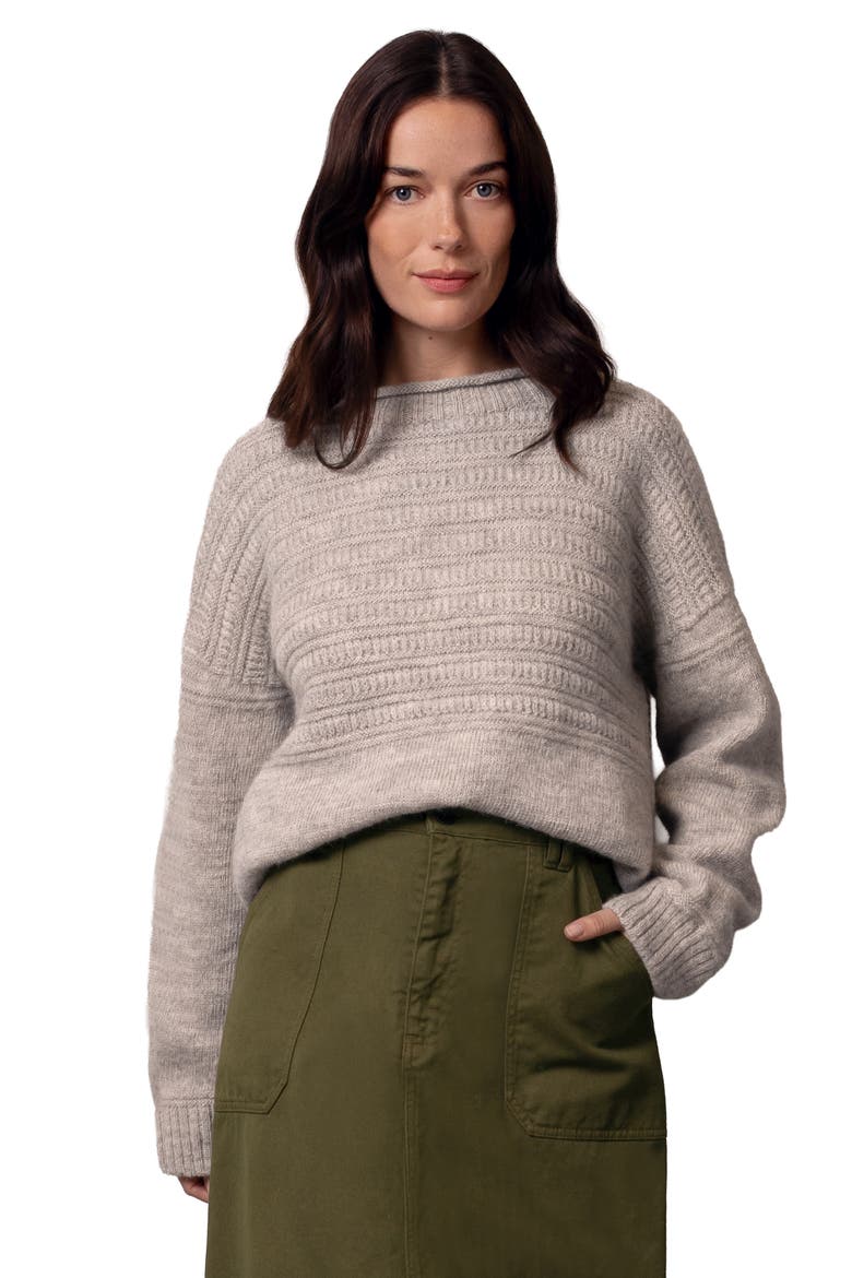 British Heritage Gansey Sweater, Main, color, Undyed Taupe