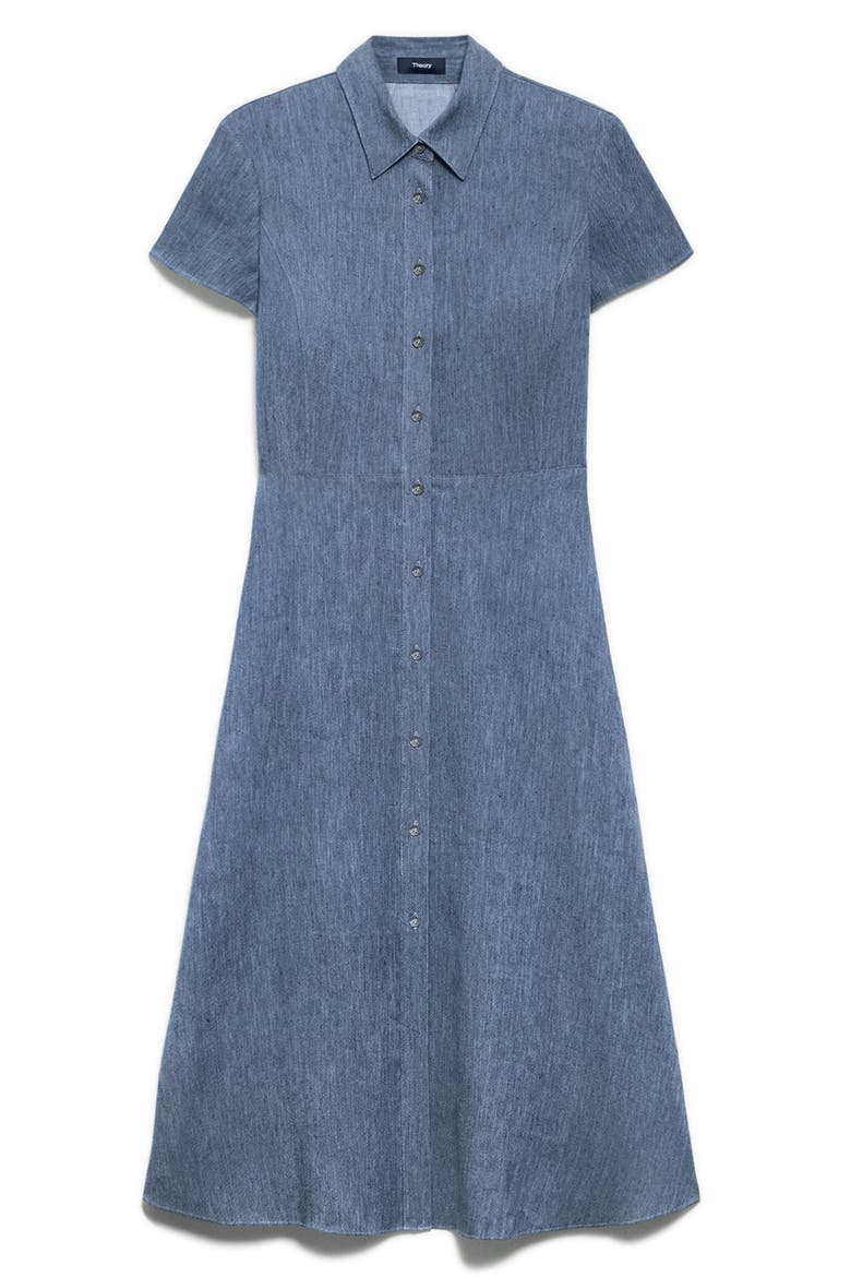 Stretch Linen Blend Shirtdress, Alternate, color, LIGHT DENIM