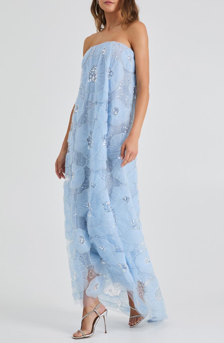 HELSI Margot Bead & Appliqué Strapless Mesh Gown, Alternate, color, 