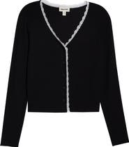 Open Edit Daydream Lace Trim Rib Button-Up Lounge Top