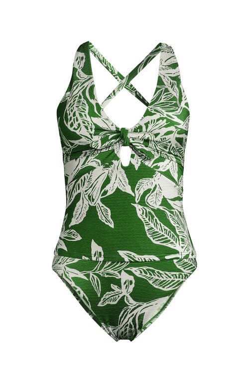 Lands' End Plus Size Shine Ribbed Tankini Top And High Waisted Bottom Swimsuit Set