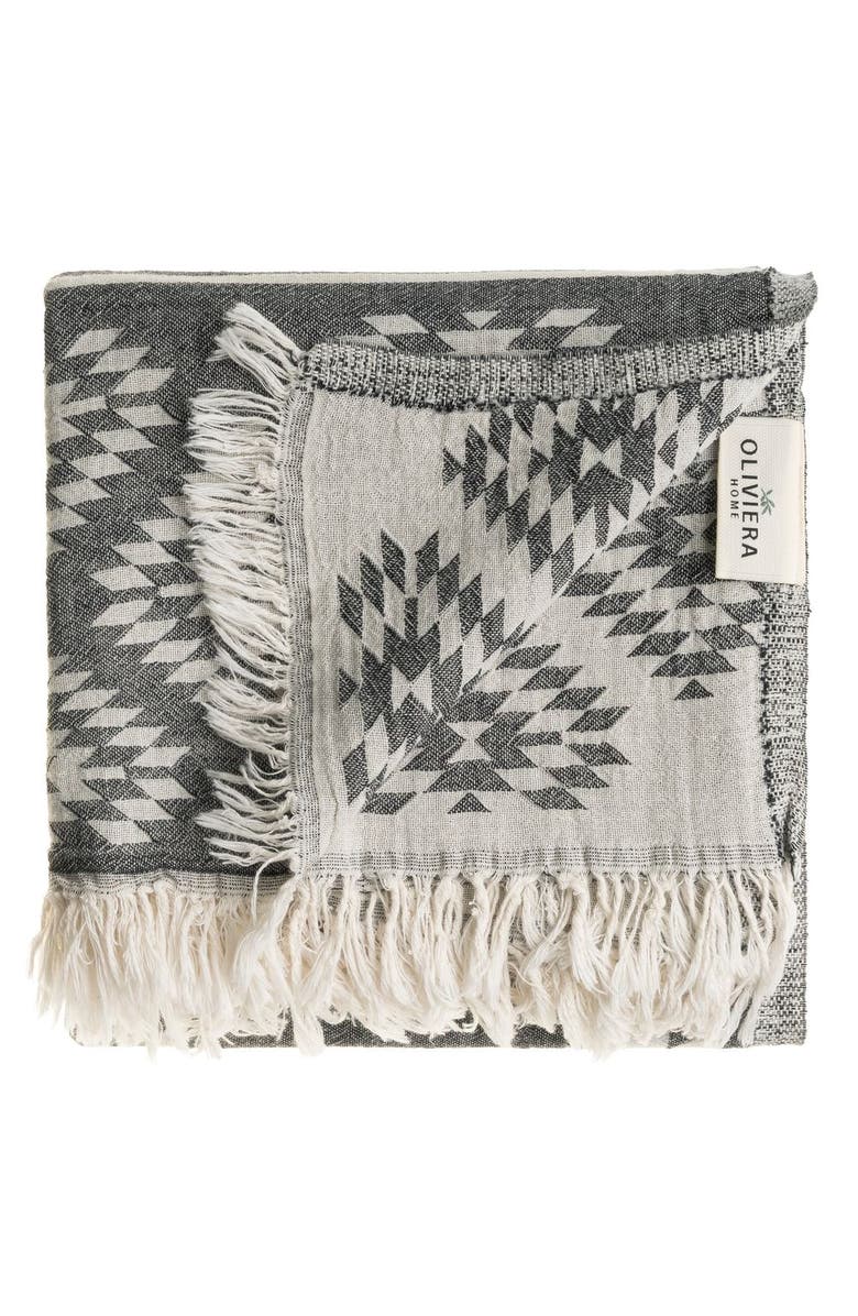 Oliviera Home Turkish Cotton Bath Towel, Alternate, color, Black