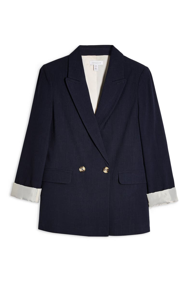 Coco Linen Blazer, Alternate, color, NAVY BLUE