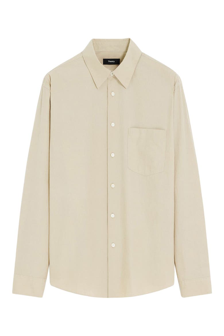 Weekend Solid Cotton Button-Up Shirt, Alternate, color, EARL GREY