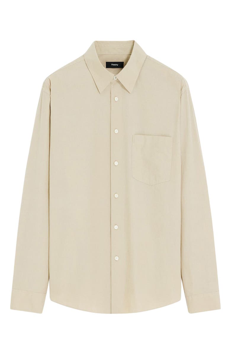 Theory Weekend Solid Cotton Button-Up Shirt, Alternate, color, Earl Grey